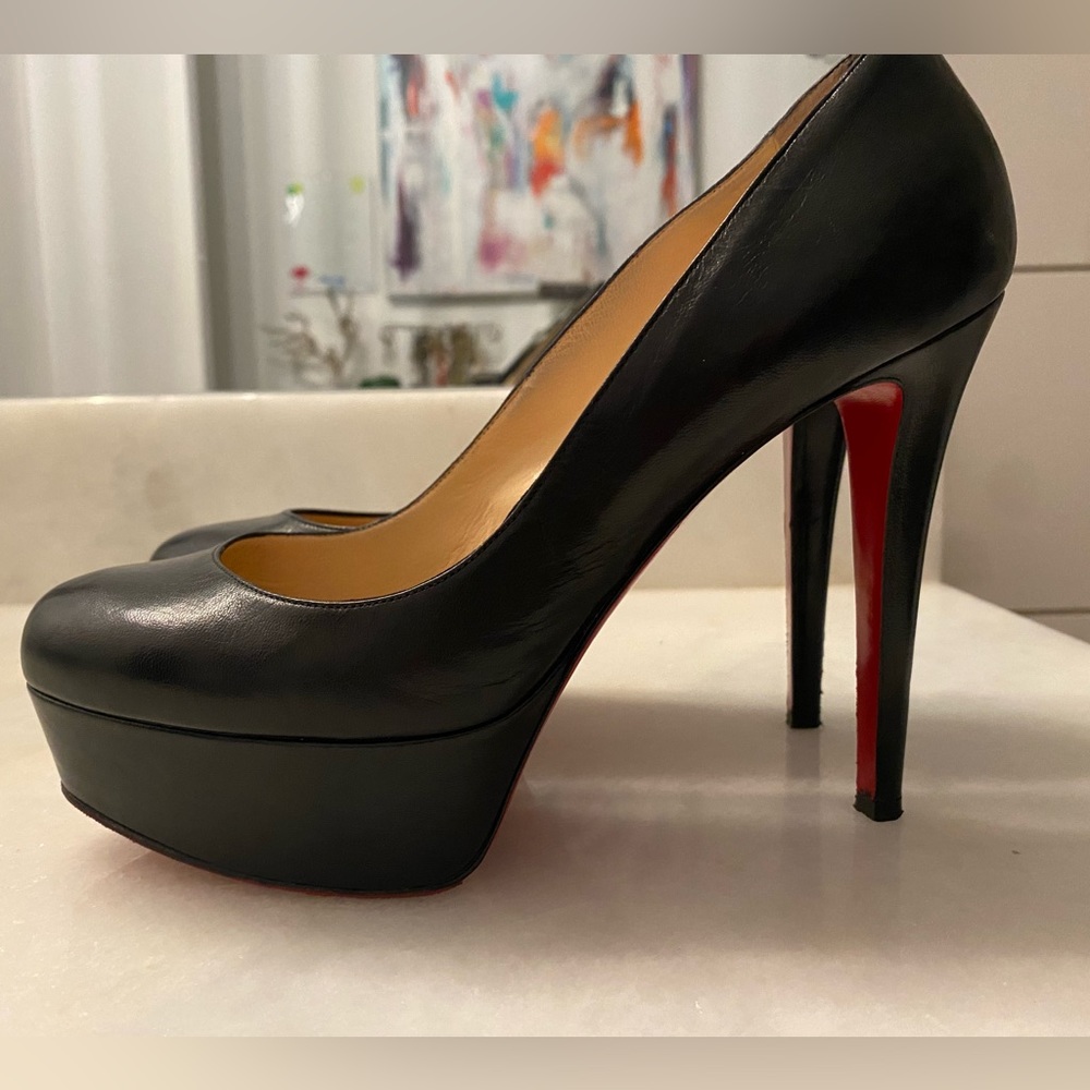Christian Louboutin Platform Red Sole Pump, Black - Size 37 1/2